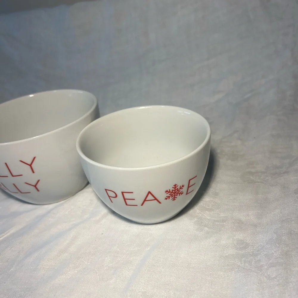Crate&Barrel White and Red Holiday Bowls